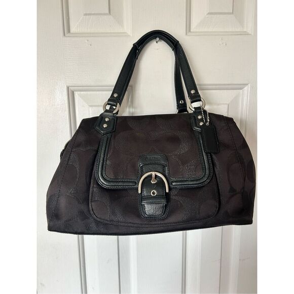 Coach Bag Black Signature Campbell medium Handbag F26243 black with leather hand - Picture 1 of 6